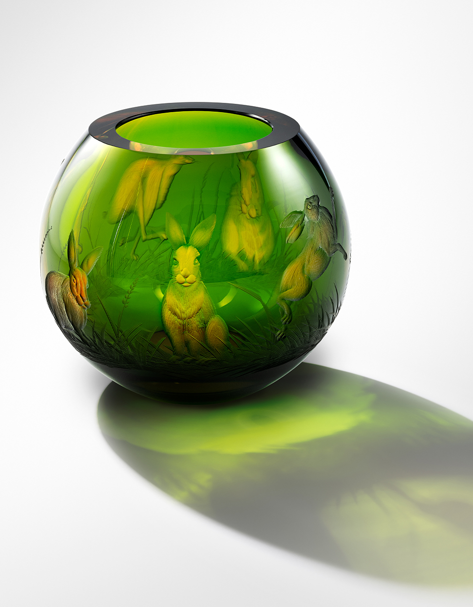 Beauty váza s rytinou zajíců, 13 cm - galerie #1